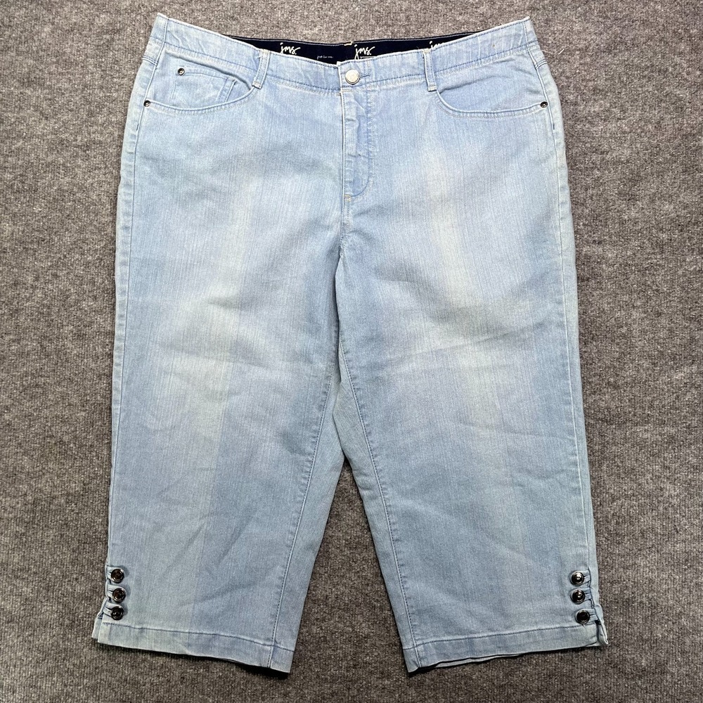 Just My Size JMS Capri Jeans Womens 22W Blue Denim Button Hem Straight - 39x20.5